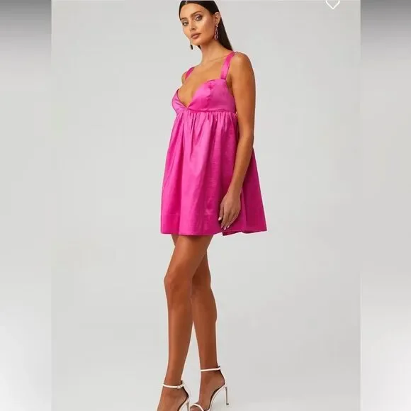 NWT FOR LOVE & LEMONS SELENA MINI DRESS Hot Pink Small - Picture 10 of 12